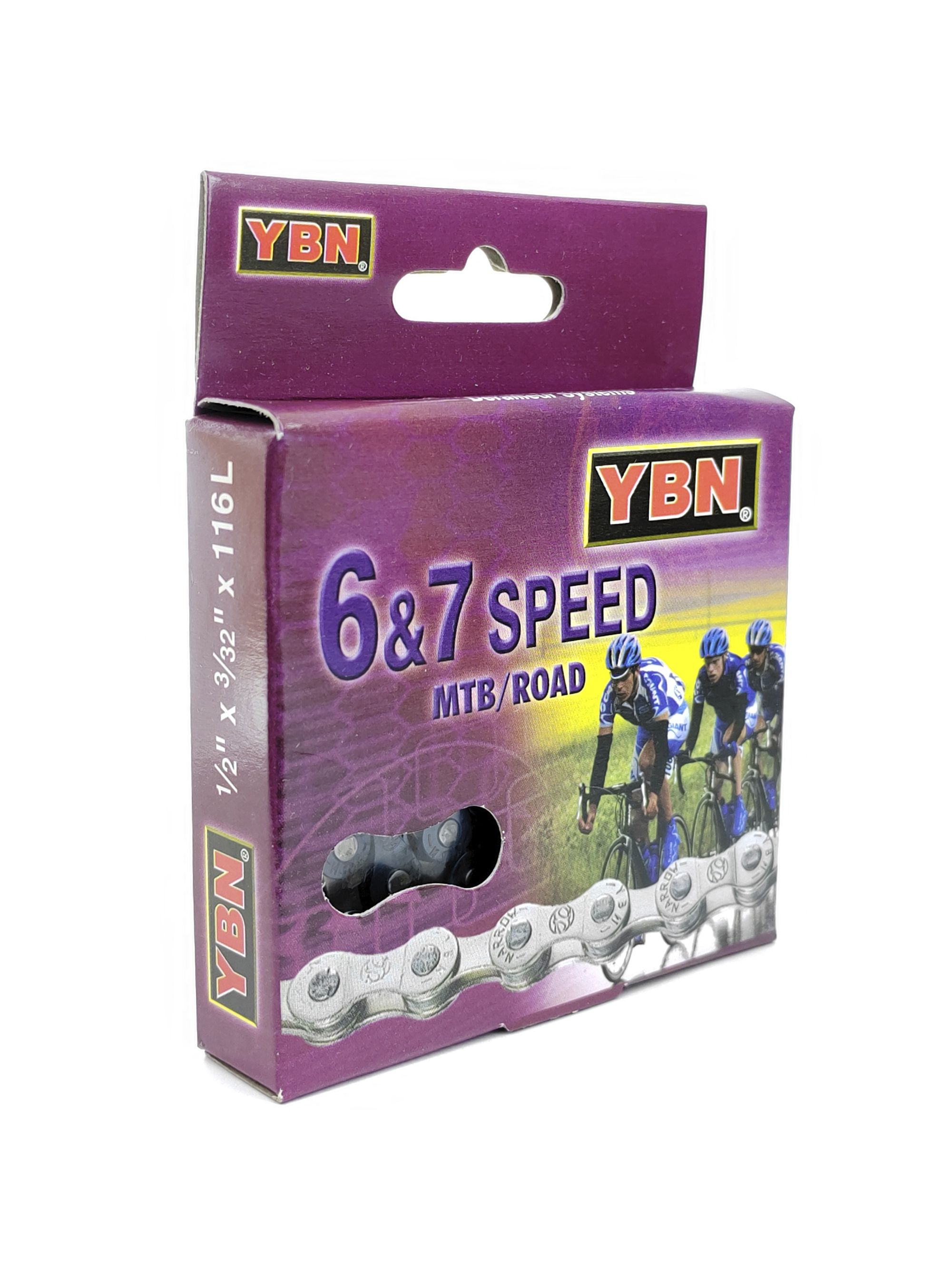 YBN Цепь для велосипеда S50, 1/2"x3/32", 116 звеньев, 6/7 скоростей, соединение пин — Товары для велоспорта — фото 6