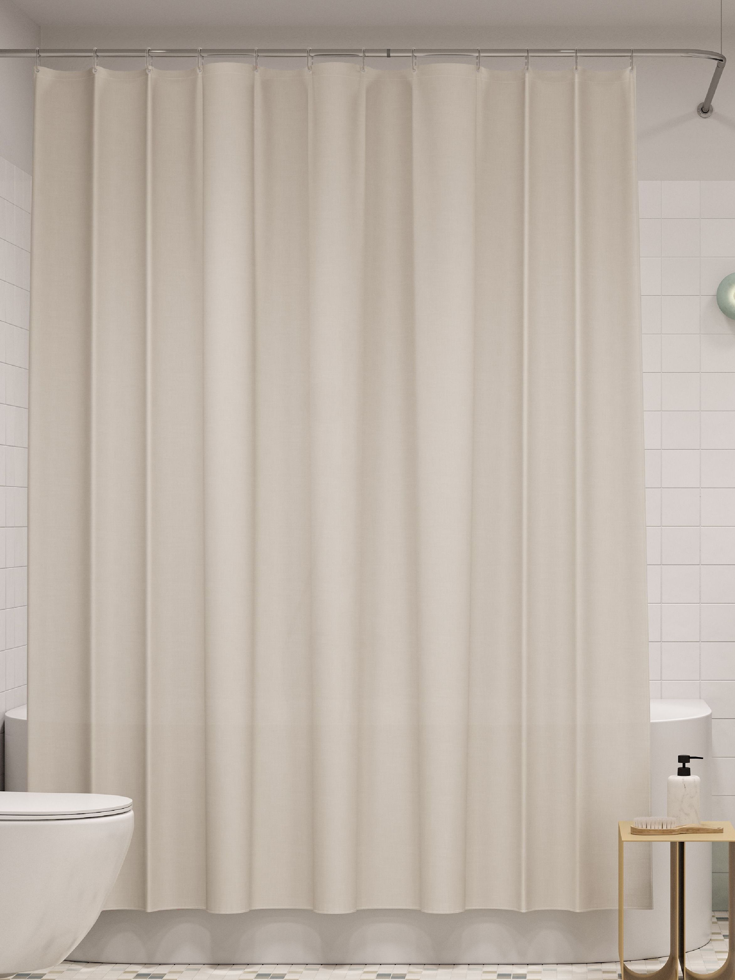 Фото товара на маркетплейсе ozon Штора для ванной комнаты и душа IDDIS, 180x200 см, тканевая, водонепроницаемая, полиэстер, с кольцами, BS02P18i11