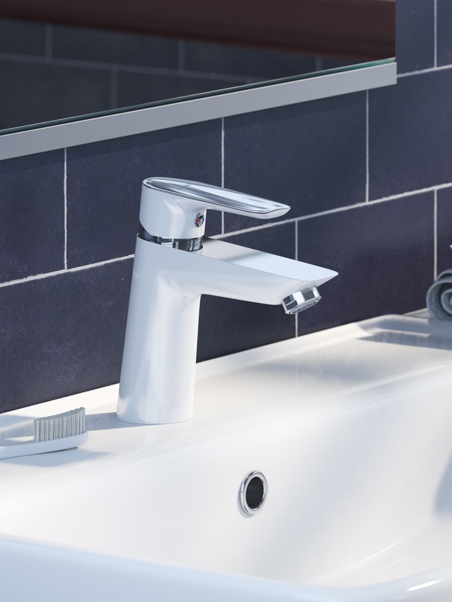 Фото товара на маркетплейсе ozon Смеситель для раковины IDDIS, латунь, белый и хром, Cloud, CLOSB00i01