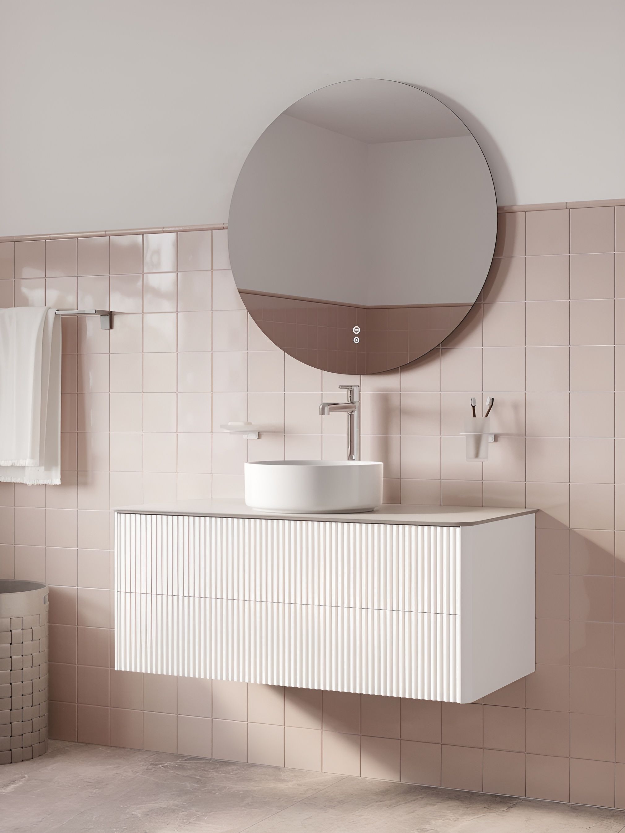 Фото товара на маркетплейсе ozon Тумба для ванной со столешницей подвесная, с ящиками, 100 см, белый, IDDIS, Aiger, AIG10W0i95K