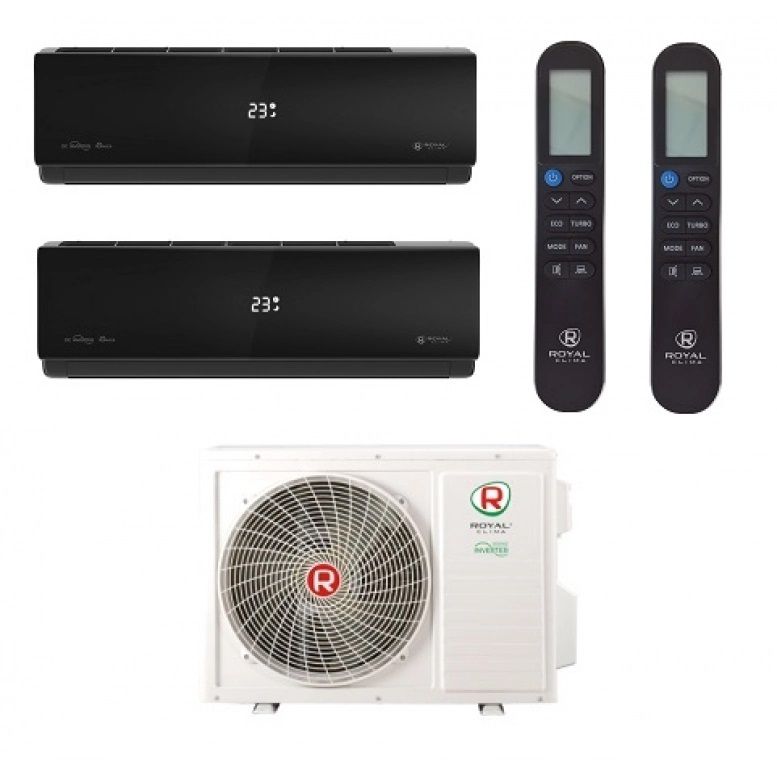Мульти сплит система на 2 комнаты (25+35)кв.м. Royal Clima RCI-AND09HN+RCI-ANF12HN/3TFM-25HN/OUT, инвертор, до 79м, A/A++, I-FEEL, 3D поток, 5 скоростей, от 21 дБ, Гарантия 3г, Wi-Fi опция