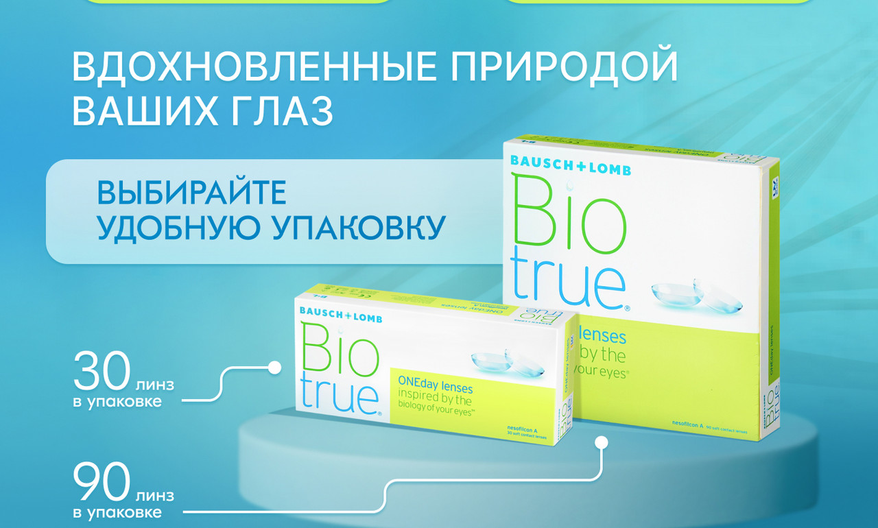 Однодневные контактные линзы Bausch + Lomb Biotrue ONEday 90 шт / 8.6(图3)