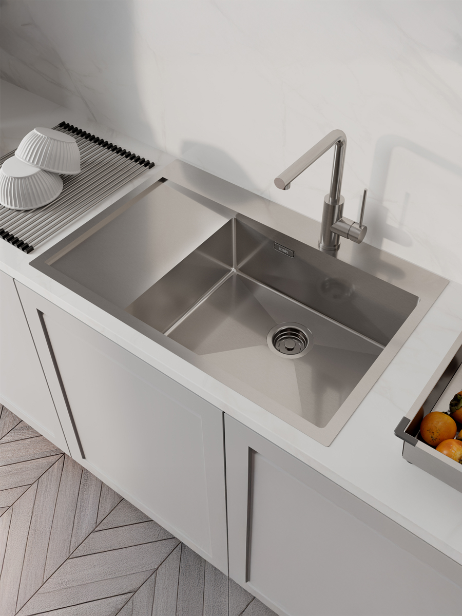 Фото товара на маркетплейсе ozon Мойка для кухни IDDIS, врезная, 51х78х20 см, нержавеющая сталь, крыло слева, матовая, Haze, HAZ78SRi77