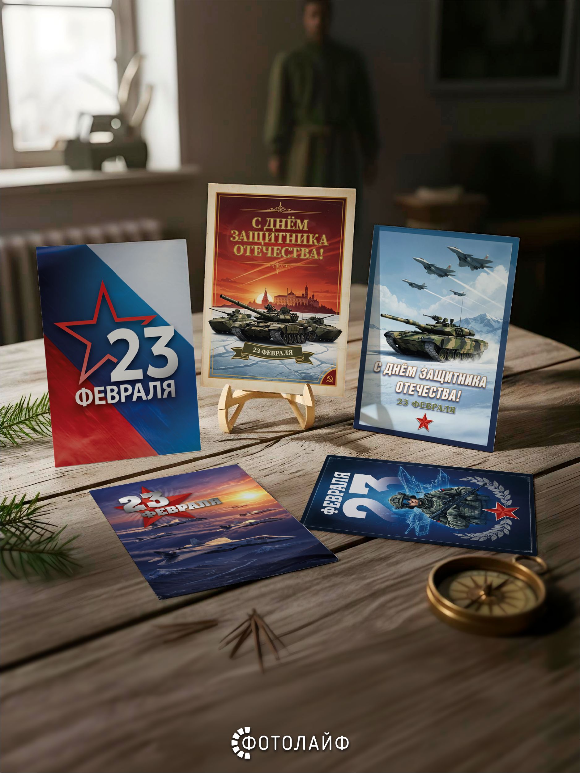 Набор мини-открыток на 23 февраля, 7х10 см, 30 штук в комплекте фото 5