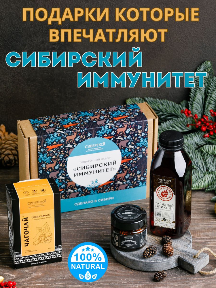 Подарочный набор продуктов SIBERECO "Сибирский иммунитет", вкусный подарочный бокс сюрприз из натуральных #1