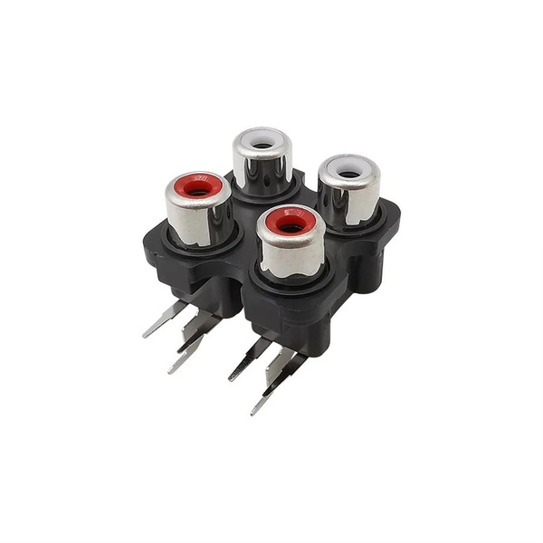 Разъем RCA тюльпан GSMIN AC11 (4 гнезда) под пайку (Черный) - купить с ...