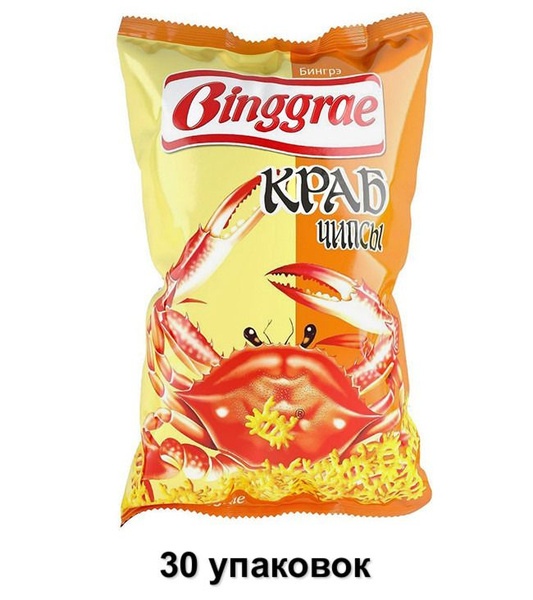 Binggrae Чипсы Краб, 50 г, 30 уп - купить с доставкой по выгодным ценам ...