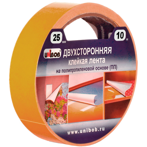 Клейкая лента Unibob Двухсторонний скотч 25 мм 10 м - купить с ...