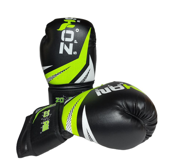 Спортивные боксерские перчатки "ZOHAN" - 8oz / кожзам / черно-зеленые ...