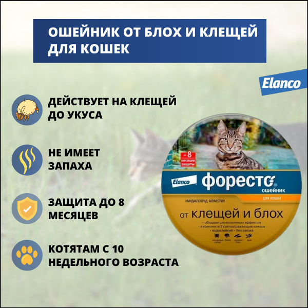 Ошейник Elanco Форесто для кошек от блох и клещей, 38 см - купить с ...