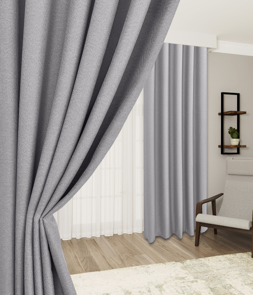 Комплект штор мона.рогожка11 , 240х400см, светло серый, Полиэстер ...