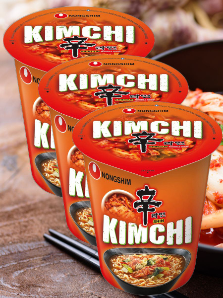 Лапша быстрого приготовления Кимчи Рамен Nongshim, стакан 75 г 3 шт ...