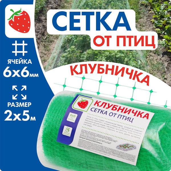 Сетка от птиц для защиты урожая ягод клубники, вишни 2*5 м - купить с ...