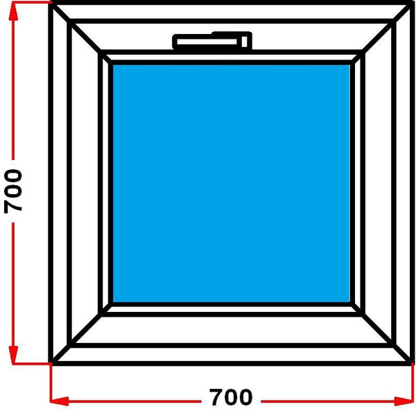 Окно из профиля Grunder 60 мм (700 x 700), фрамуга, стеклопакет 2 ...