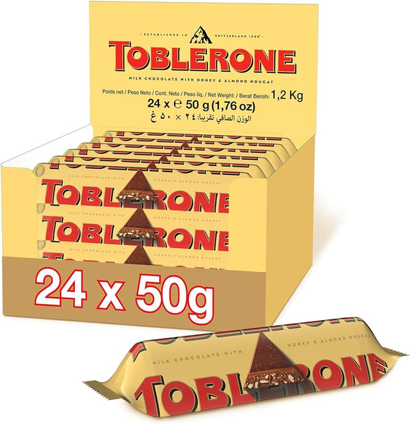 Молочный шоколад Toblerone (Тоблерон) 24 шт. х 50 гр. - купить с ...