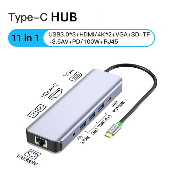 11 in 1 usb hub type c 3.0 Разветвитель thunderbolt с 4K HDMI,кард ...
