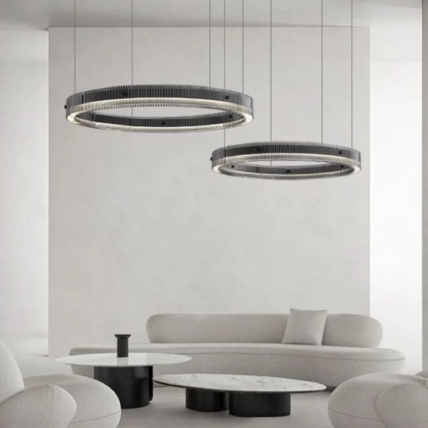 Люстра подвеснаяДымчато-серая кольцевая люстра, Φ60 см, затемнение с ...