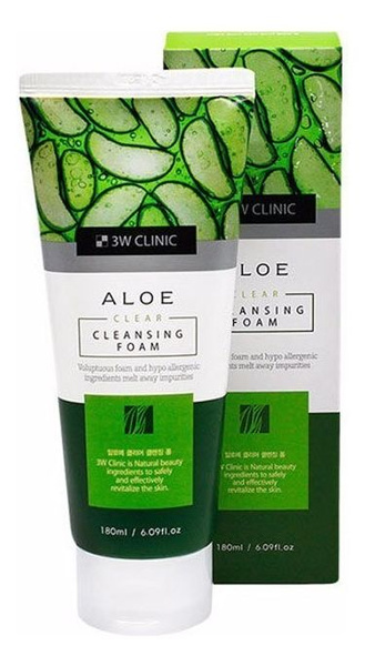 Пенка для лица с экстрактом алоэ 3W Clinic Aloe Clear Cleansing Foam ...