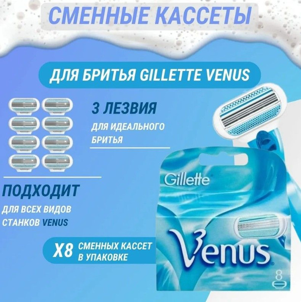 Женские сменные кассеты для бритья Gillete Venus - 8 кассет - купить с ...