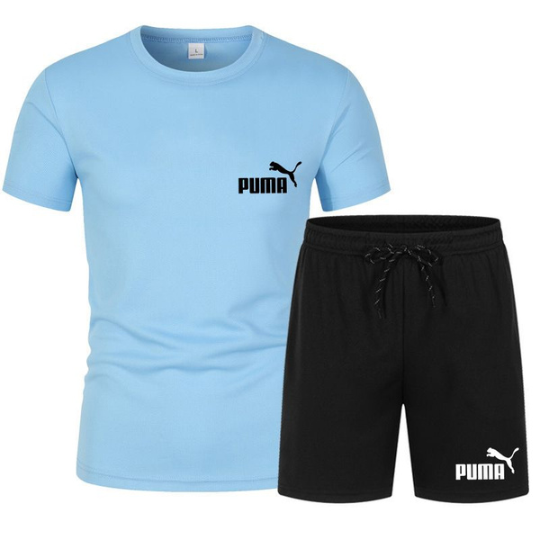 Комплект футболок PUMA, размер 50, цвет бэби-голубой, Полиэфирное ...
