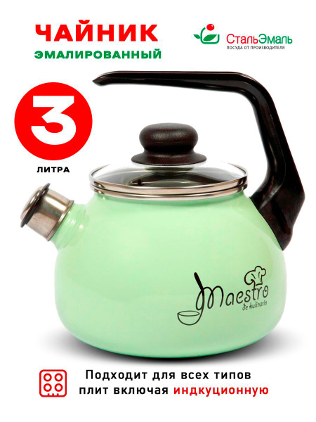 Чайник Vitross Maestro эмалированный 3л, со свистком купить на OZON по ...