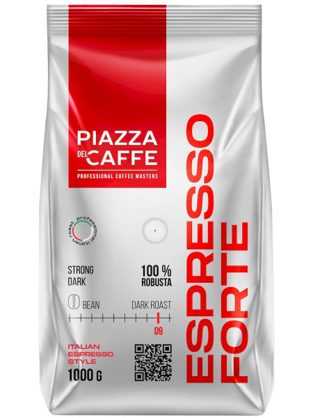 Кофе в зернах Piazza del Caffe Espresso Forte, Робуста 100%, 1кг * 6 шт ...