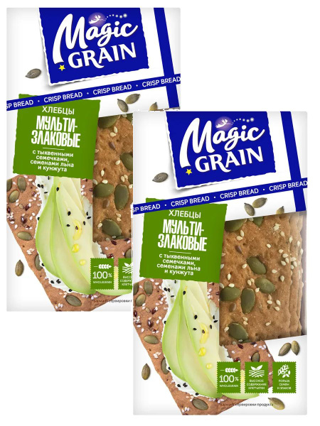 Хлебцы Magic Grain Мультизлаковые с семечками тыквы, льна и кунжута ...