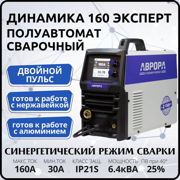 Инверторный сварочный полуавтомат АВРОРА Динамика 160 ЭКСПЕРТ с пульсом ...