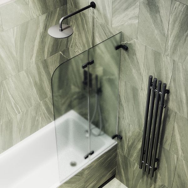 Шторка для ванной стеклянная 140/51 см MaybahGlass, 6 мм, складная (2С ...
