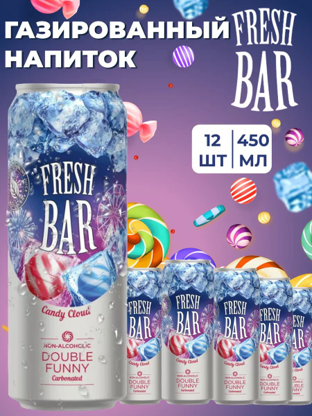 Газированый напиток Fresh Bar Double Funny/Карамель с кокосом 0,48 12 ...