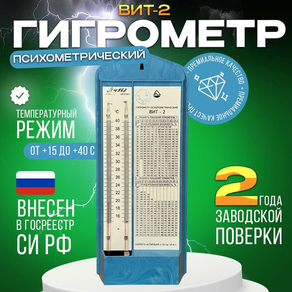 Гигрометр психрометрический ВИТ-2 с поверкой до июня 2026 года (от +15 ...