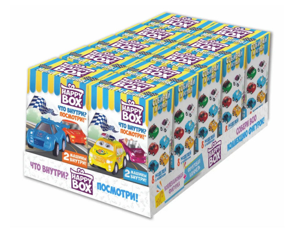 HAPPY BOX Хэппи бокс подарочный набор Мини машины, фигурка+карамель 10 ...