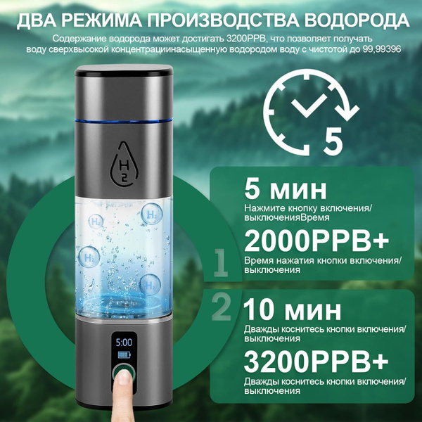 Портативный генератор водородной воды SuperHydro, водородная бутылка ...