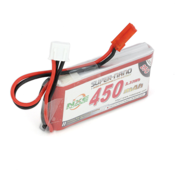 Аккумулятор LiPo 2S 450mAh 25C (NXE) 7.4В мягкий корпус, разъём JST ...