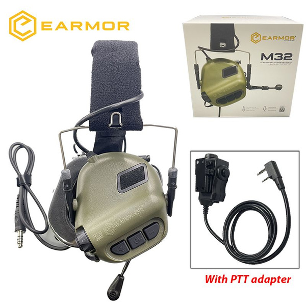 Электронные тактические наушники для защиты слуха EARMOR M32 MOD 4 + Адаптер PTT для интерфейса