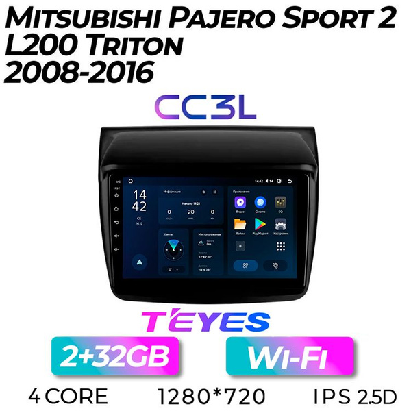 Штатная автомагнитола Teyes CC3L/ 2+32GB/ Mitsubishi Pajero Sport 2 ...