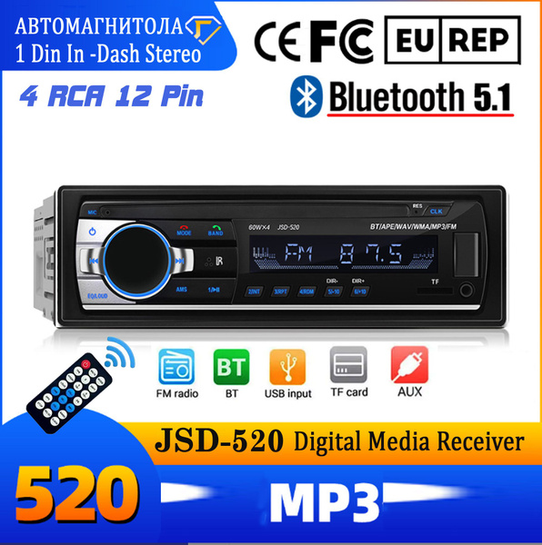 Автомагнитола с блютуз 1 din, Bluetooth, AUX, USB, JSD 520Pin - купить ...