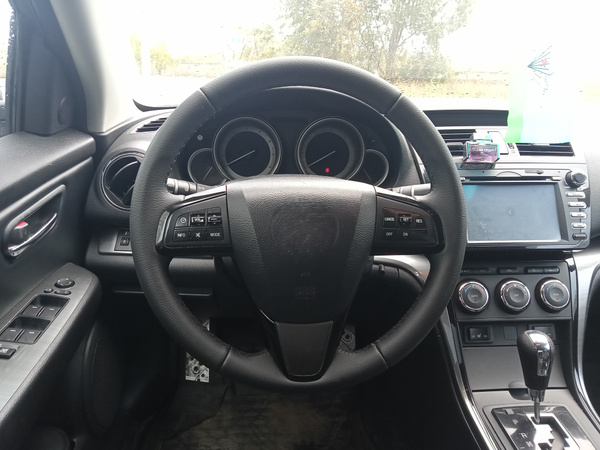 Оплетка на руль для автомобиля Mazda 6.(Мазда 6)Сшита по точным лекалам ...