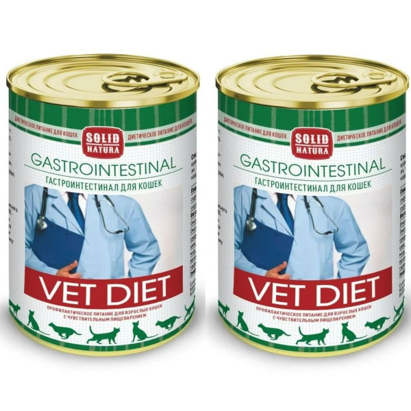 Solid Natura Консервированный корм для кошек Vet Gastrointestinal, 340 ...