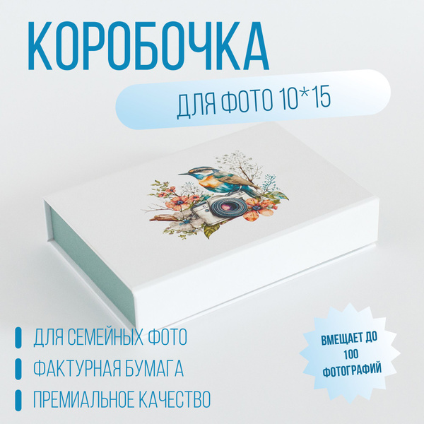 Коробка для хранения фотографий 10*15. Для семейных фото. Зеленая ...