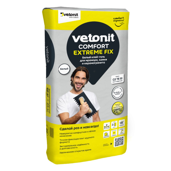 Клей для плитки Vetonit comfort extreme fix, Высокая прочность, Для ...