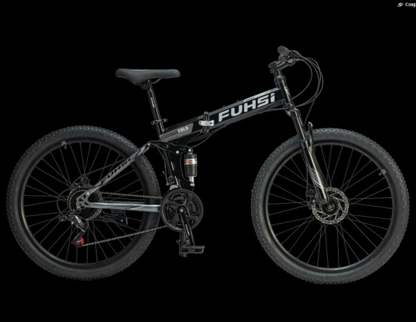 Горный велосипед двухподвесный складной FUHSI FU633, 26" Черно-серый ...