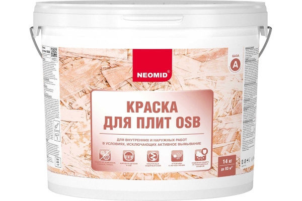 Характеристики Краска для плит OSB NEOMID 14 кг для внутренних и ...