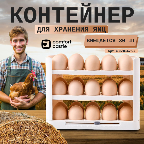 Характеристики Контейнер для хранения яиц в холодильнике. Органайзер ...