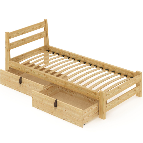 Односпальная кровать односпальная Мишка усиленная из массива сосны с ...