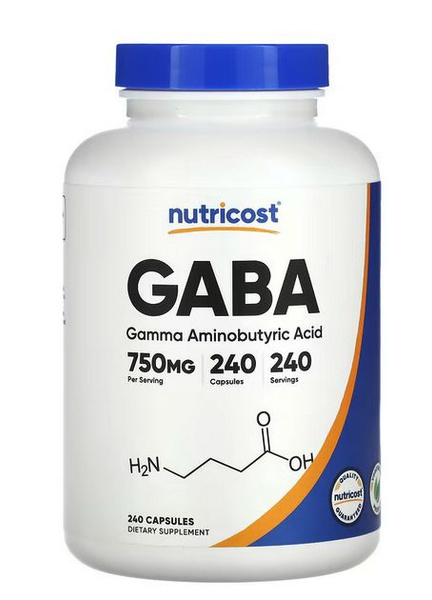 ГАМК - гамма-аминомасляная кислота, 750 мг, 240 капсул ,Nutricost (США ...