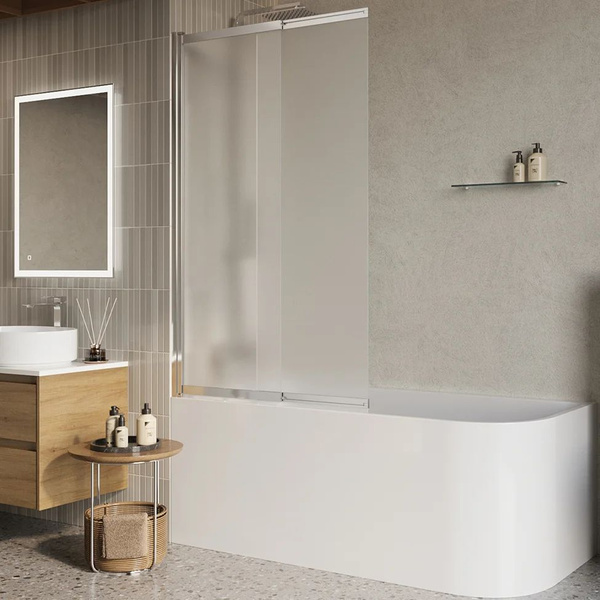 Шторка на ванну BelBagno Luce VF-11-90/145-P-Cr 90 см, стеклянная ...