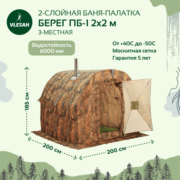 Палатка 3-местная Берег походная_баня_ПБ1 купить c доставкой на OZON по ...