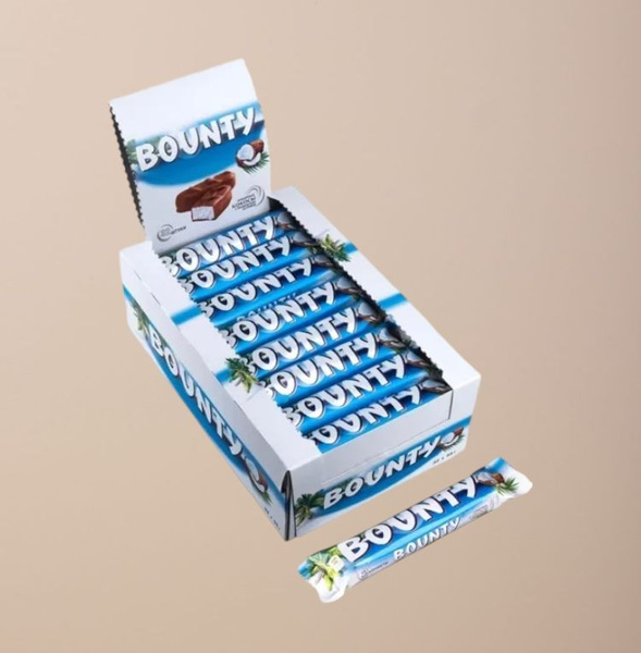 Шоколадный батончик Bounty, 32 шт. по 55 г - купить с доставкой по ...