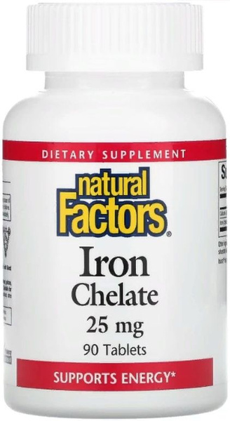 Natural Factors Iron Chelate 25 mg 90 tablets (хелатное железо ...